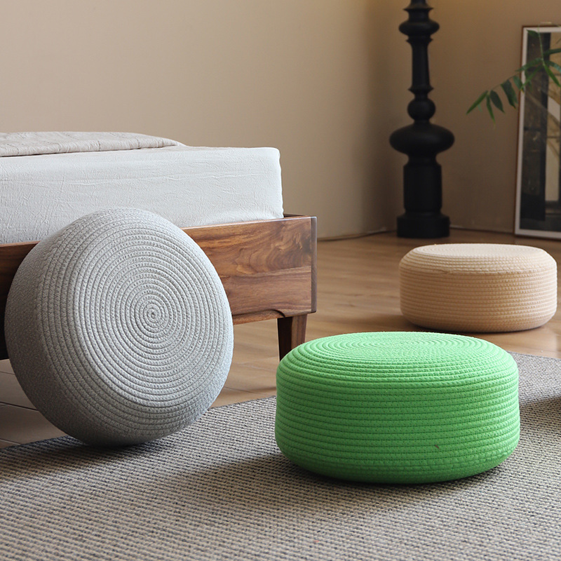 Meditation Cushion Zafu - 無地の厚手丸型フロアクッション、瞑想・座布団用座布団、多目的ホームスツール