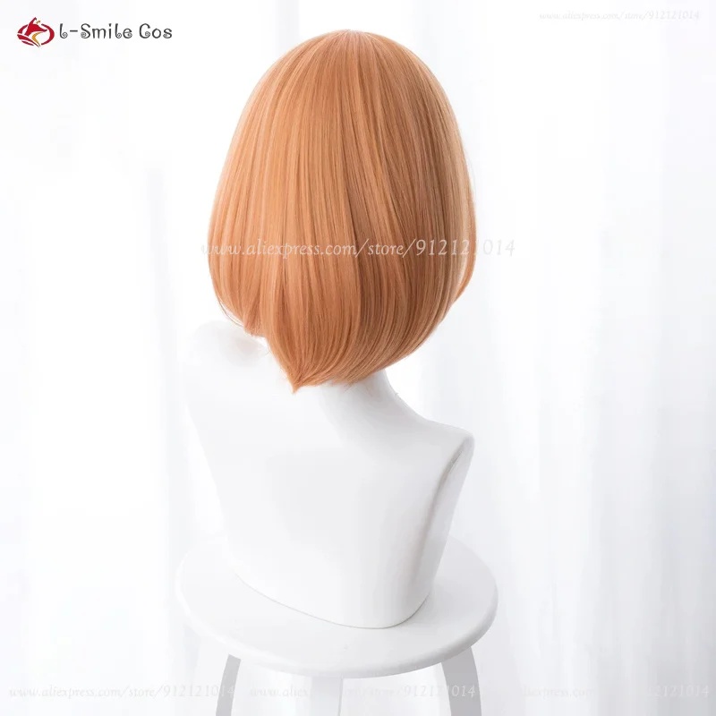 Resistance Tube Set - f,5.g'6\j/8、アニメ『中野四葉』のコスプレ用ウィッグ、オレンジと黄色の33cmのショートボブスタイル、ヘアバンド付き、耐熱性合成繊維使用。